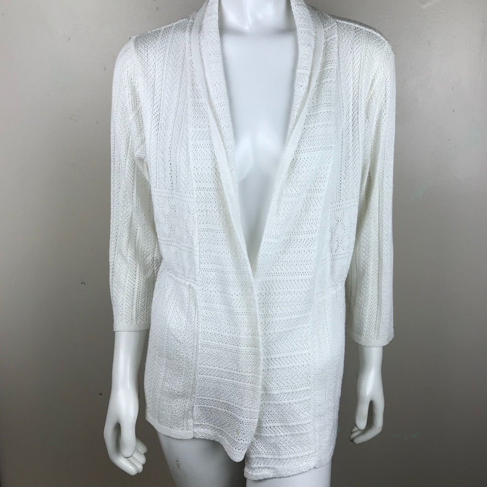 Lightweight White Summer Sweater Cardigan XLarge